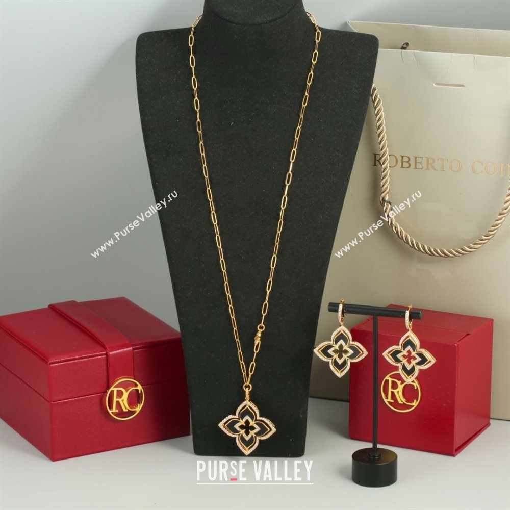 Roberto Coin Earrings/Necklace R031213 Gold/Black 2025 (YF-25031213)