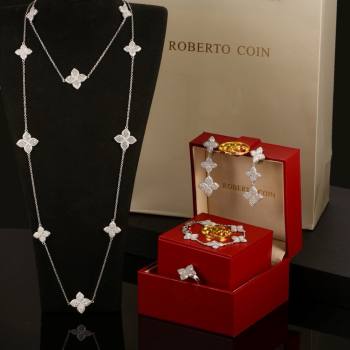 Roberto Coin PRINCESS FLOWER Necklace/Earrings/Bracelet/Ring R031307 Silver 2025 (YF-25031307)
