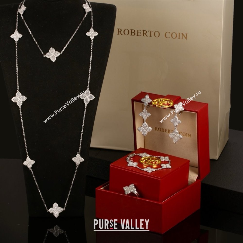 Roberto Coin PRINCESS FLOWER Necklace/Earrings/Bracelet/Ring R031307 Silver 2025 (YF-25031307)