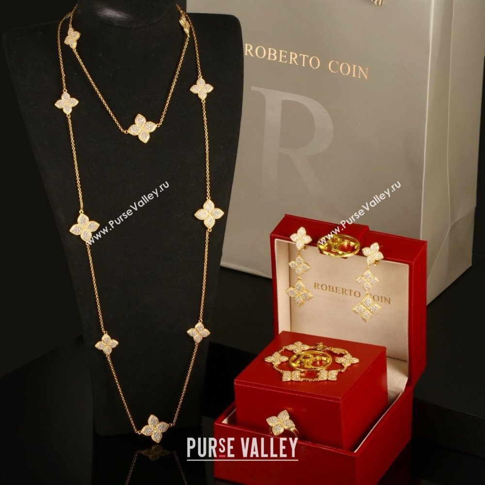Roberto Coin PRINCESS FLOWER Necklace/Earrings/Bracelet/Ring R031308 Gold 2025 (YF-25031308)