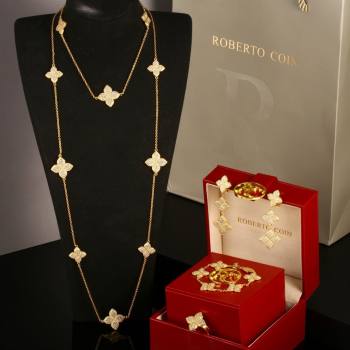 Roberto Coin PRINCESS FLOWER Necklace/Earrings/Bracelet/Ring R031308 Gold 2025 (YF-25031308)