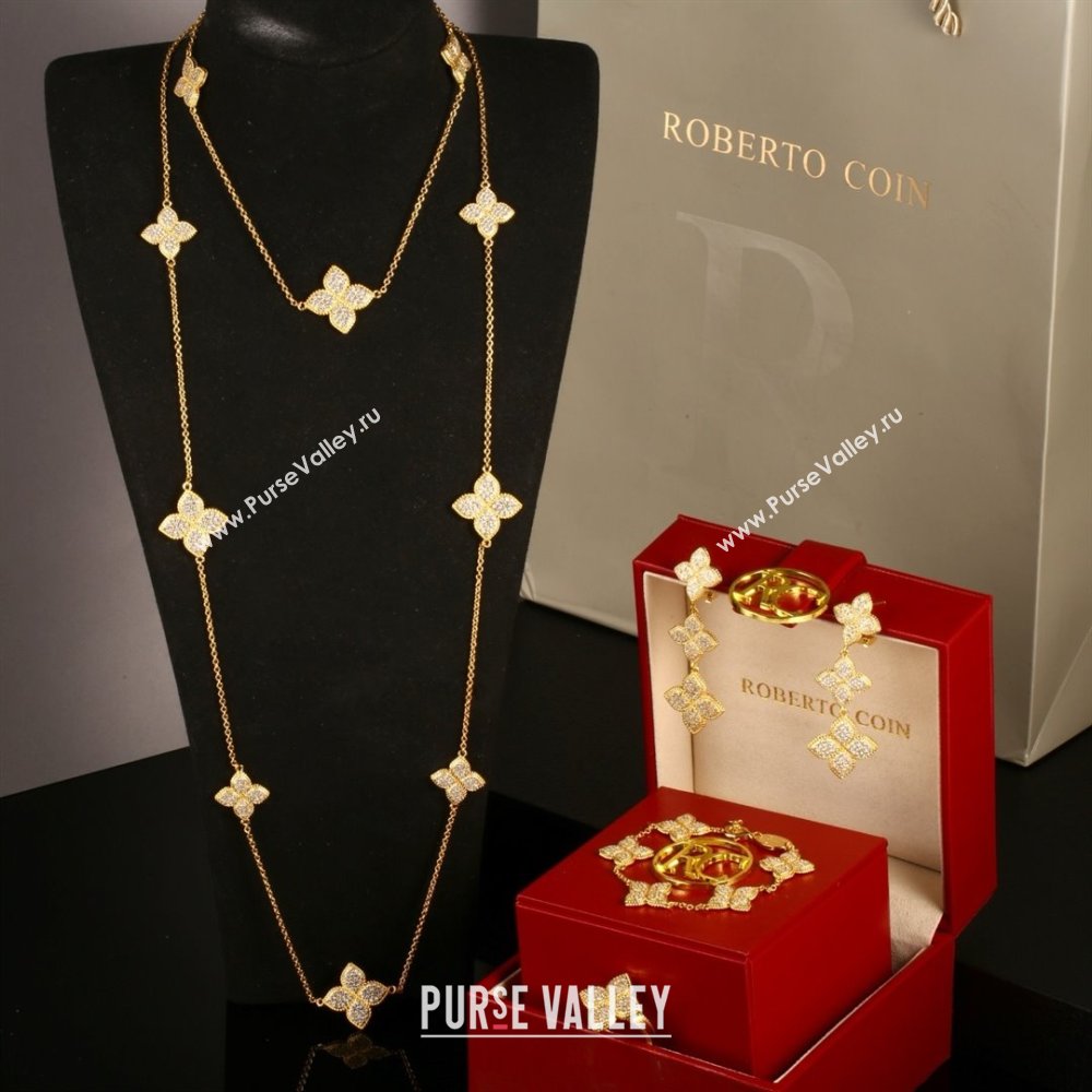 Roberto Coin PRINCESS FLOWER Necklace/Earrings/Bracelet/Ring R031308 Gold 2025 (YF-25031308)