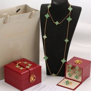 Roberto Coin PRINCESS FLOWER Necklace/Earrings/Bracelet/Ring R031309 Green 2025 (YF-25031309)