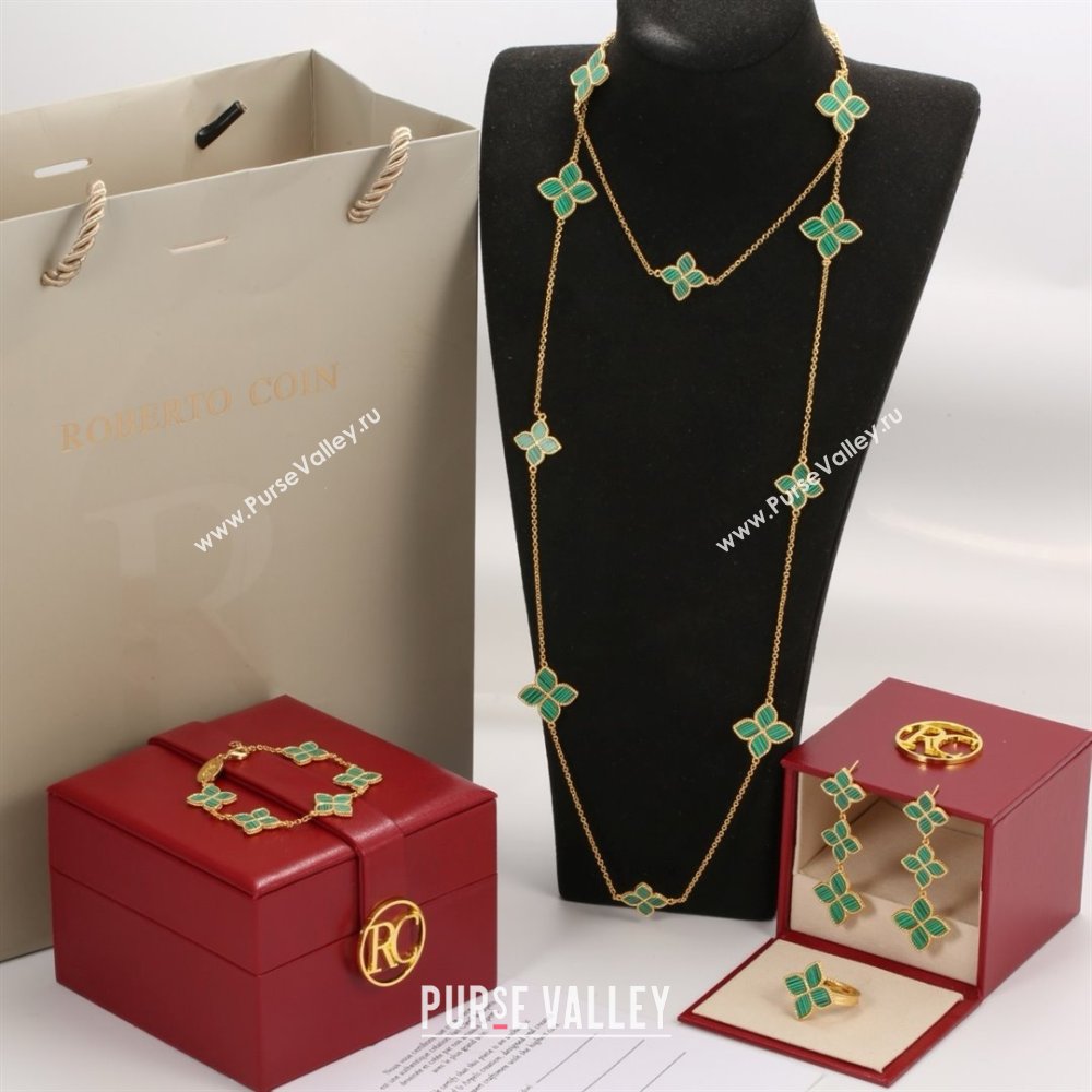 Roberto Coin PRINCESS FLOWER Necklace/Earrings/Bracelet/Ring R031309 Green 2025 (YF-25031309)