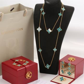 Roberto Coin PRINCESS FLOWER Necklace/Earrings/Bracelet/Ring R031312 Green 2025 (YF-25031312)