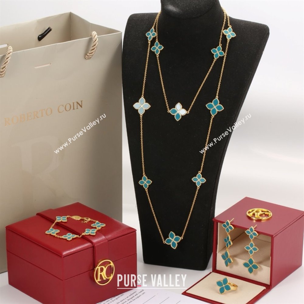 Roberto Coin PRINCESS FLOWER Necklace/Earrings/Bracelet/Ring R031312 Green 2025 (YF-25031312)