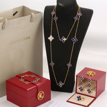 Roberto Coin PRINCESS FLOWER Necklace/Earrings/Bracelet/Ring R031315 Blue 2025 (YF-25031315)