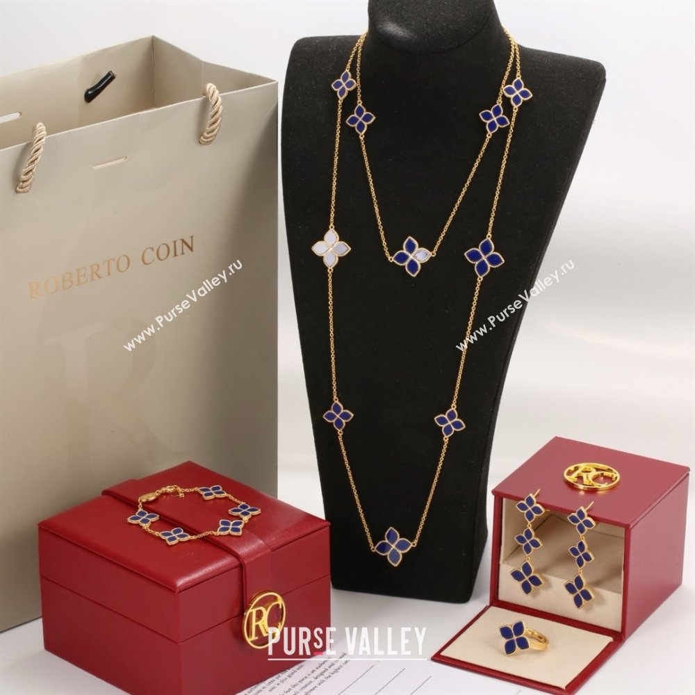 Roberto Coin PRINCESS FLOWER Necklace/Earrings/Bracelet/Ring R031315 Blue 2025 (YF-25031315)