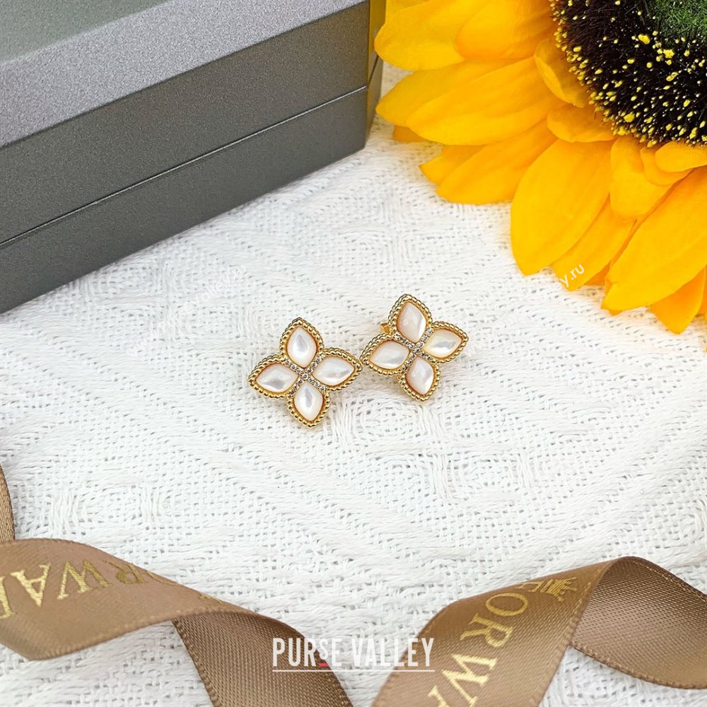 Roberto Coin PRINCESS FLOWER Earrings R031329 White 2025 (YF-25031329)