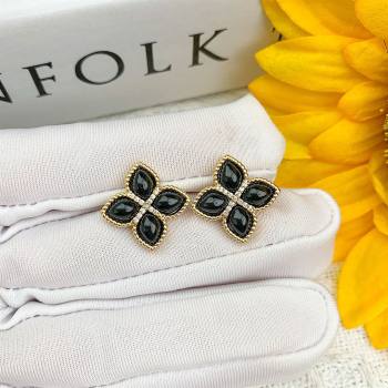 Roberto Coin PRINCESS FLOWER Earrings R031333 Black 2025 (YF-25031333)