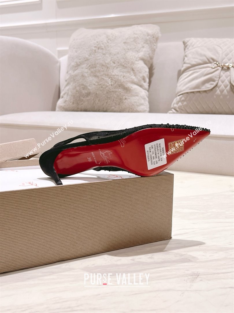 Christian Louboutin Mesh Pump with Crystals 85MM CL031804 Black 2025 (MD-25031804)