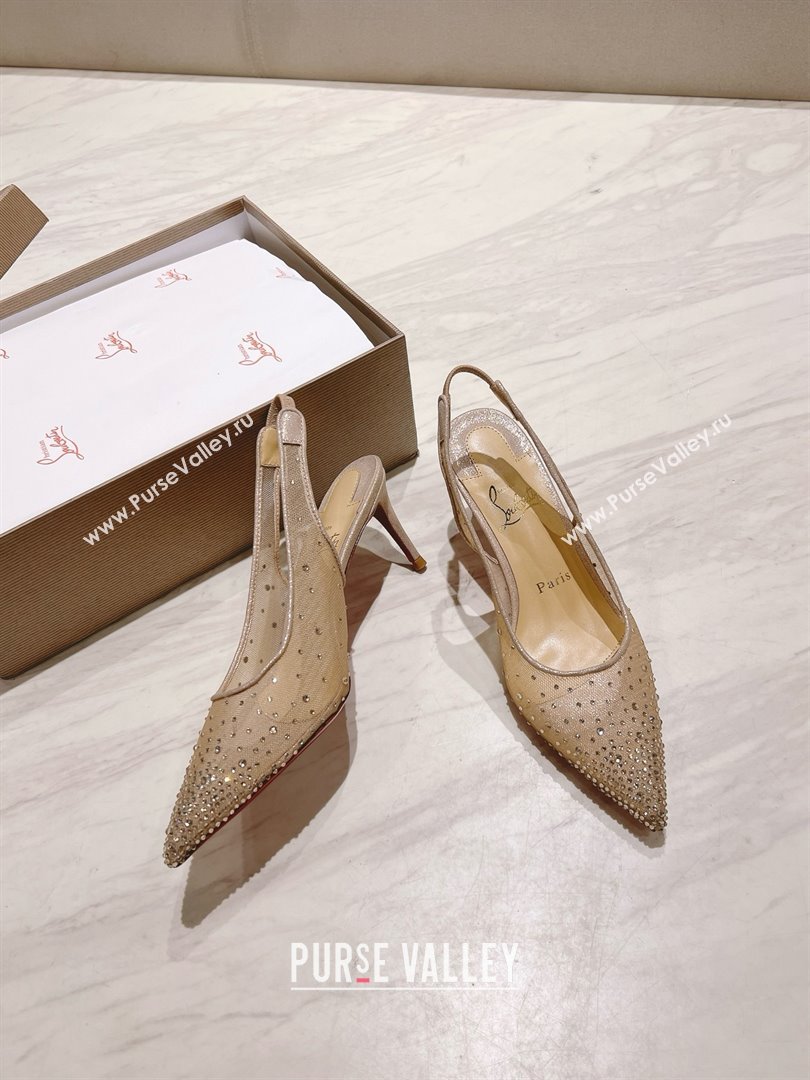 Christian Louboutin Mesh Pump with Crystals 85MM CL031803 Nude 2025 (MD-25031803)