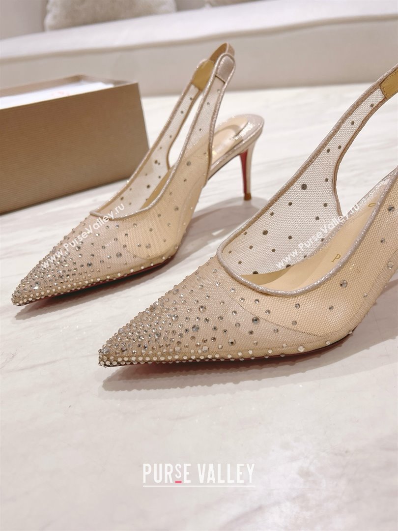 Christian Louboutin Mesh Pump with Crystals 85MM CL031803 Nude 2025 (MD-25031803)