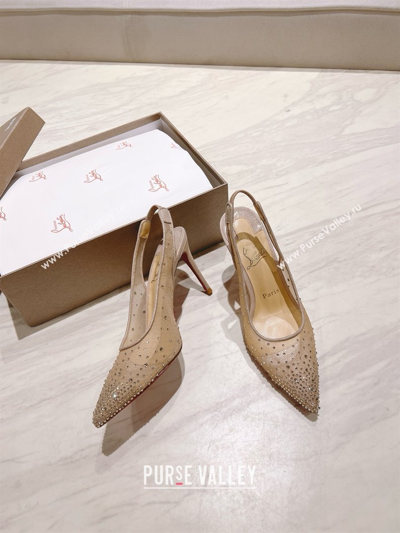 Christian Louboutin Mesh Pump with Crystals 105MM CL031801 Nude 2025 (MD-25031801)