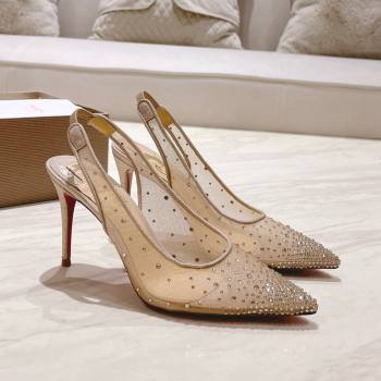 Christian Louboutin Mesh Pump with Crystals 105MM CL031801 Nude 2025 (MD-25031801)