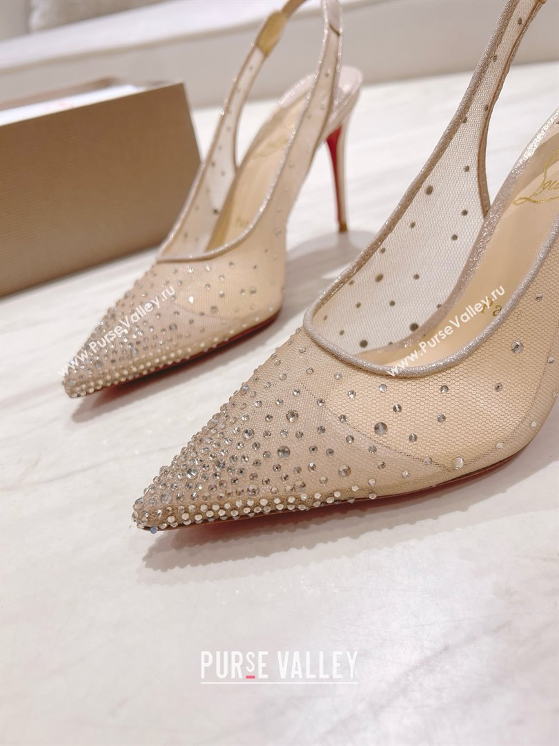 Christian Louboutin Mesh Pump with Crystals 105MM CL031801 Nude 2025 (MD-25031801)
