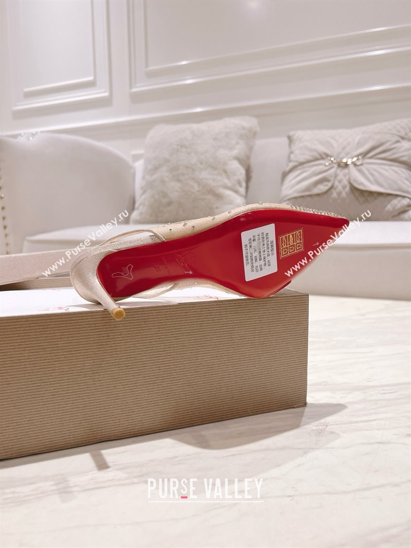 Christian Louboutin Mesh Pump with Crystals 105MM CL031801 Nude 2025 (MD-25031801)
