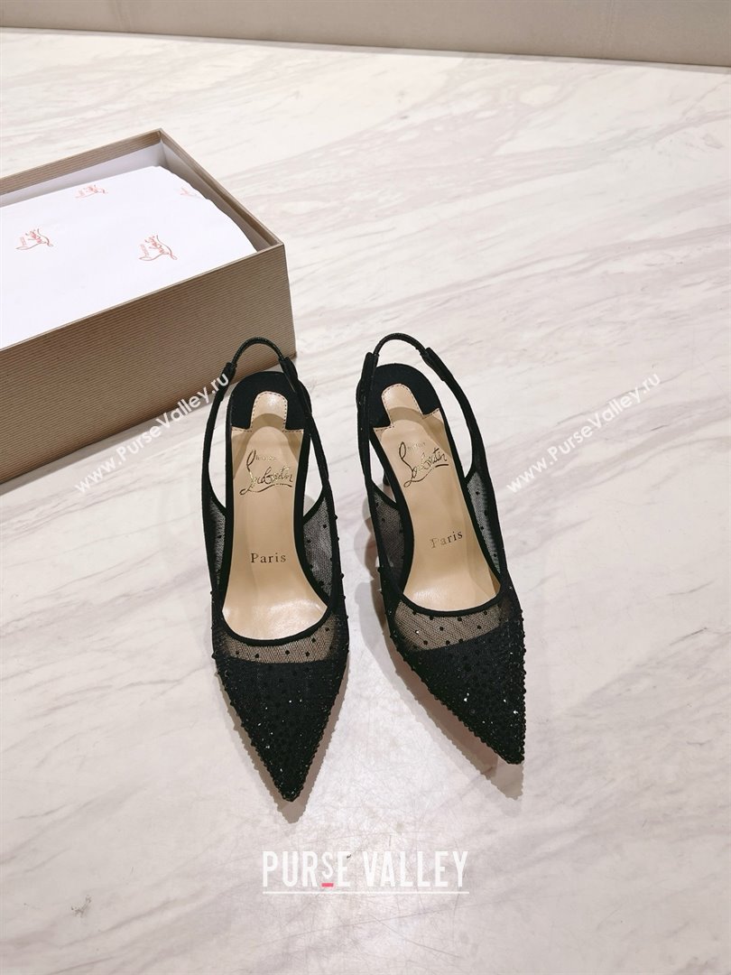 Christian Louboutin Mesh Pump with Crystals 105MM CL031802 Black 2025 (MD-25031802)