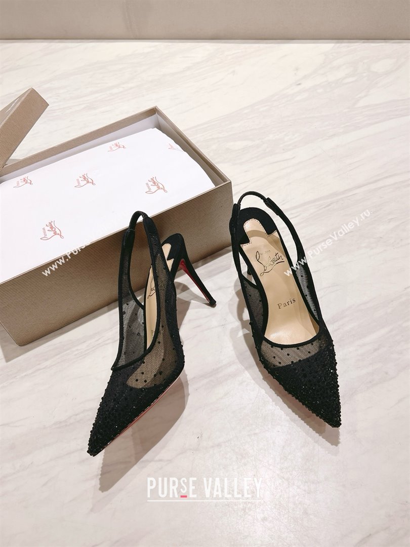 Christian Louboutin Mesh Pump with Crystals 105MM CL031802 Black 2025 (MD-25031802)