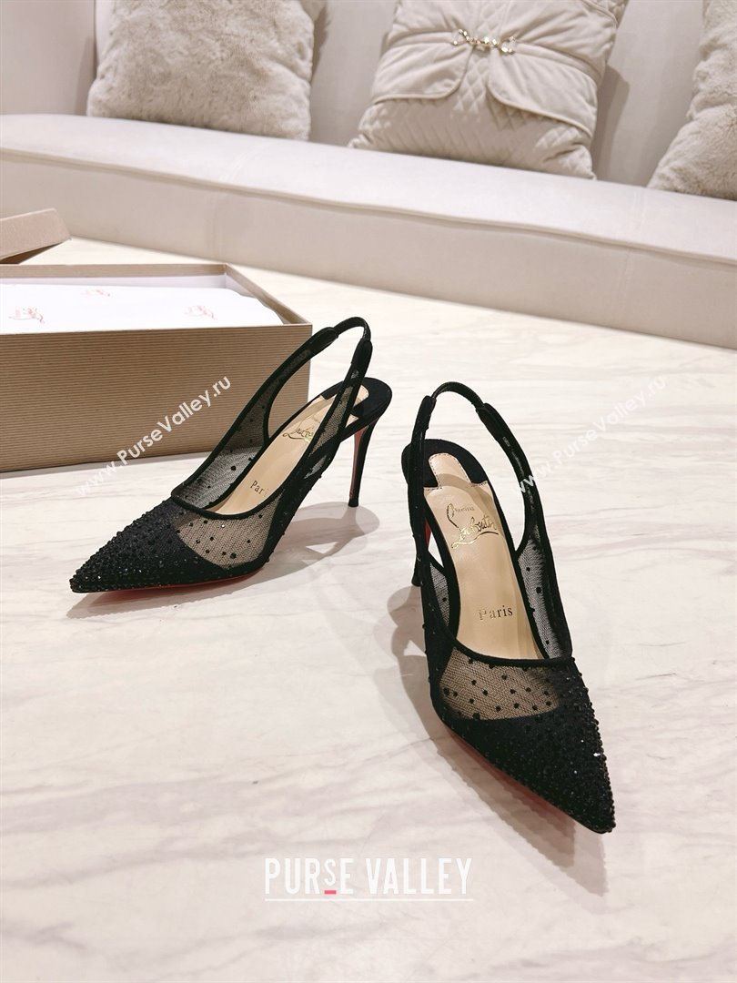 Christian Louboutin Mesh Pump with Crystals 105MM CL031802 Black 2025 (MD-25031802)