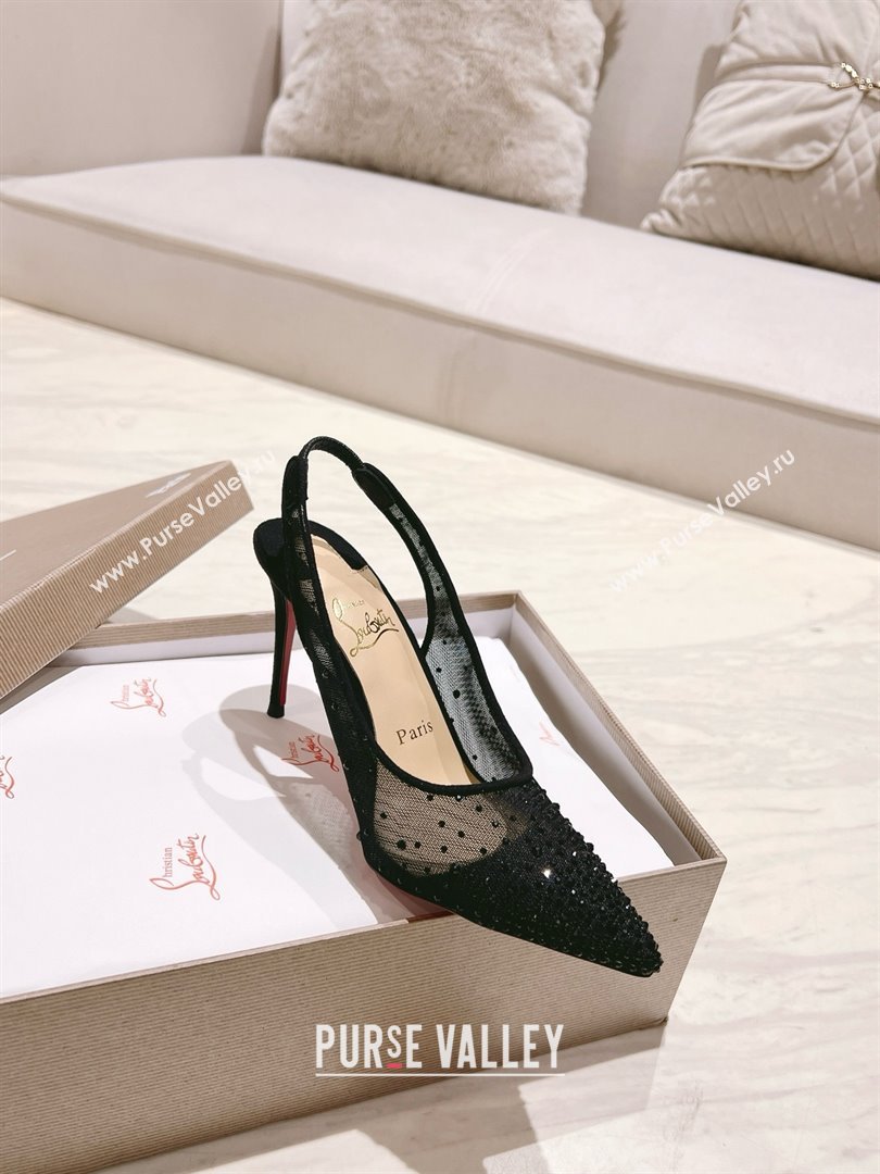 Christian Louboutin Mesh Pump with Crystals 105MM CL031802 Black 2025 (MD-25031802)