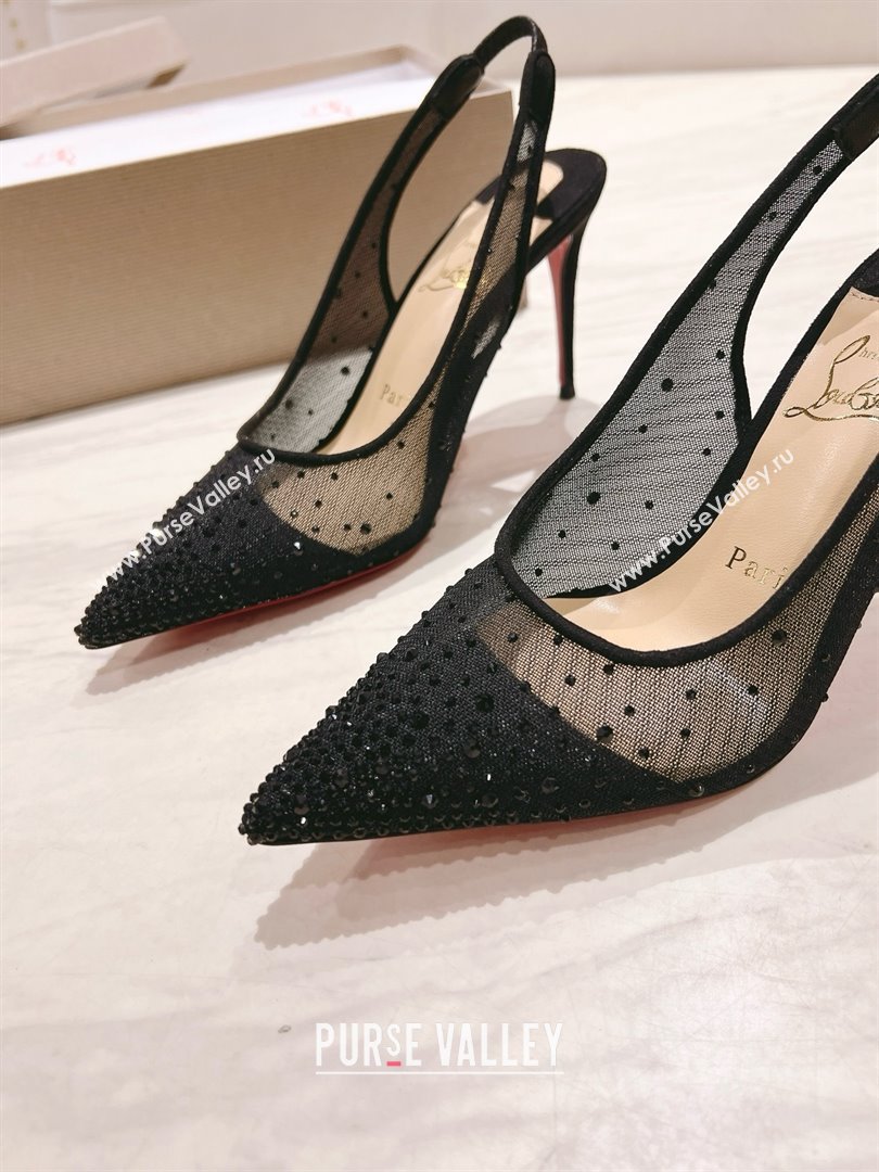 Christian Louboutin Mesh Pump with Crystals 105MM CL031802 Black 2025 (MD-25031802)