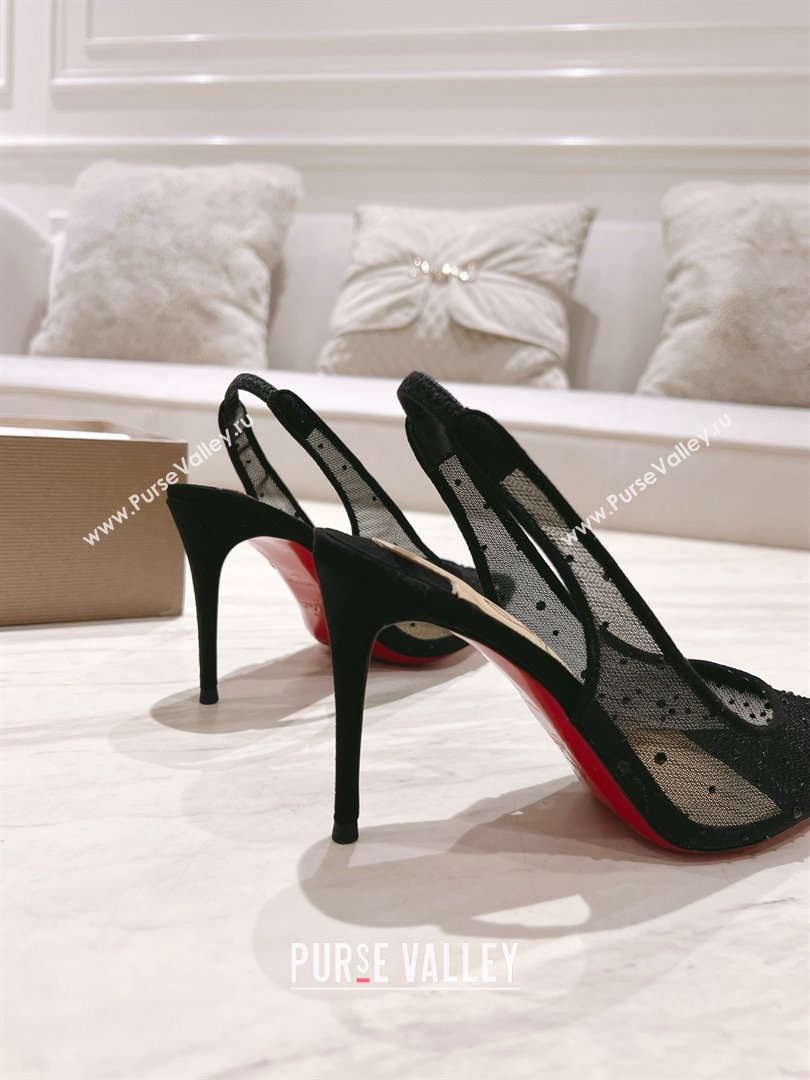 Christian Louboutin Mesh Pump with Crystals 105MM CL031802 Black 2025 (MD-25031802)