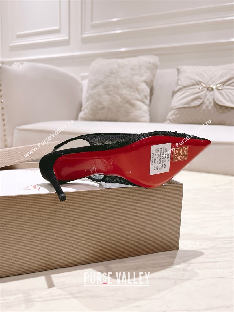 Christian Louboutin Mesh Pump with Crystals 105MM CL031802 Black 2025 (MD-25031802)