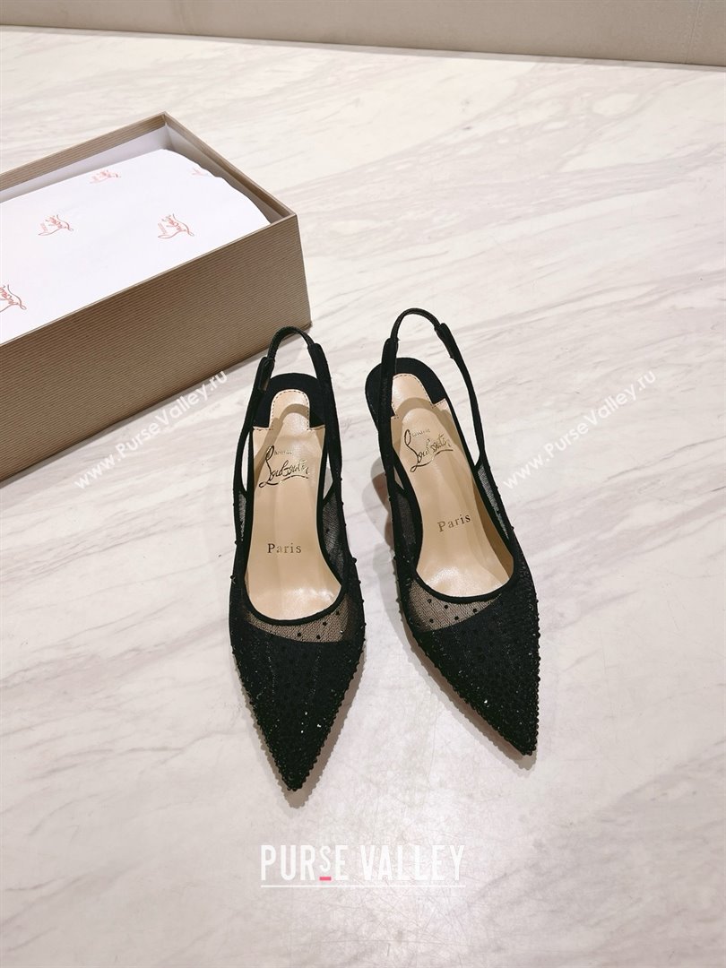 Christian Louboutin Mesh Pump with Crystals 105MM CL031802 Black 2025 (MD-25031802)