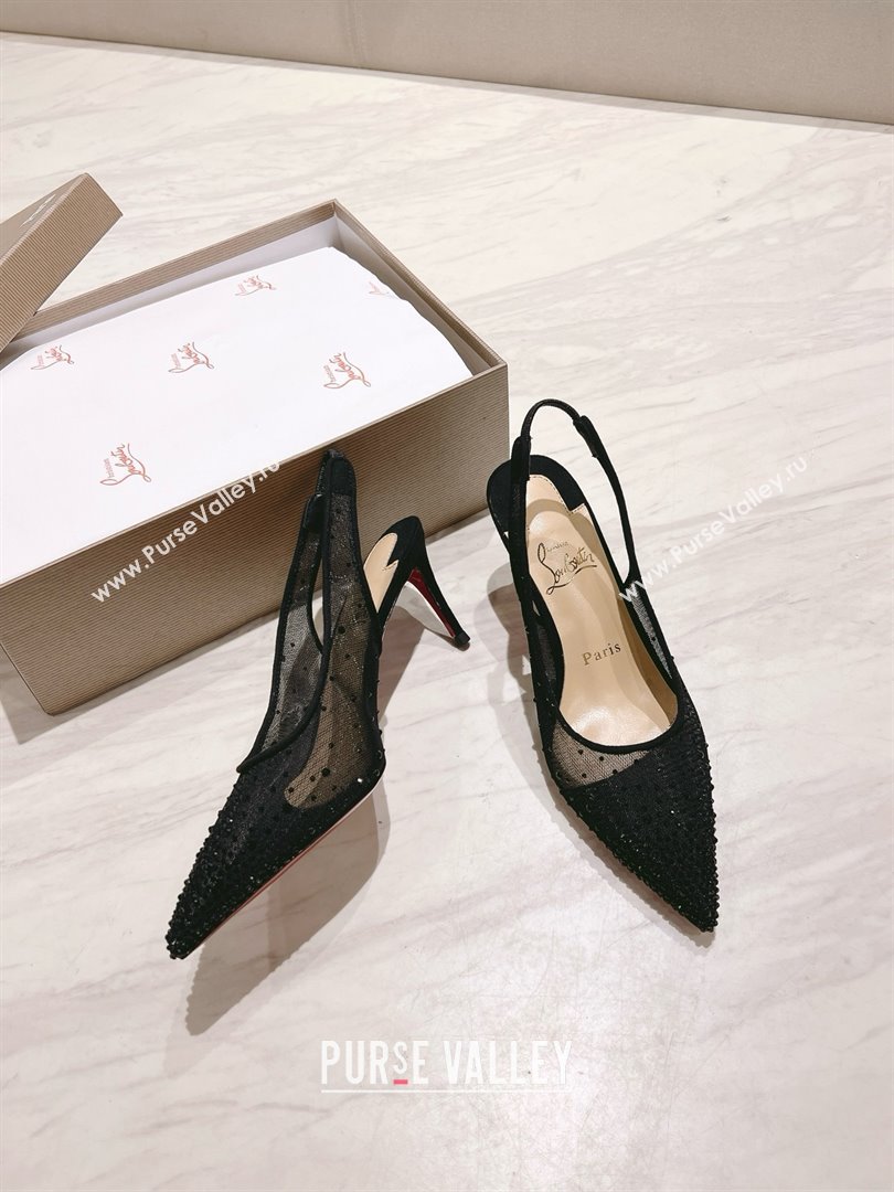 Christian Louboutin Mesh Pump with Crystals 105MM CL031802 Black 2025 (MD-25031802)