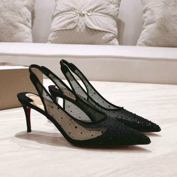 Christian Louboutin Mesh Pump with Crystals 85MM CL031804 Black 2025 (MD-25031804)
