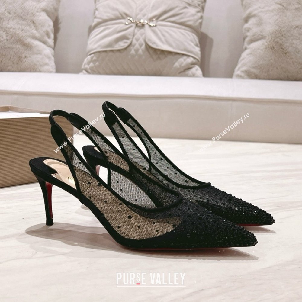 Christian Louboutin Mesh Pump with Crystals 85MM CL031804 Black 2025 (MD-25031804)