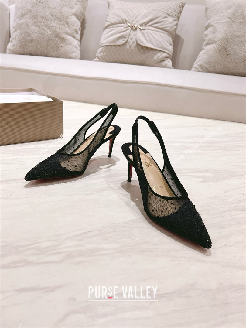 Christian Louboutin Mesh Pump with Crystals 85MM CL031804 Black 2025 (MD-25031804)