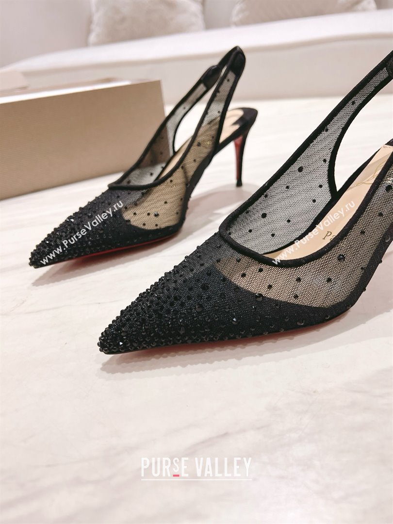 Christian Louboutin Mesh Pump with Crystals 85MM CL031804 Black 2025 (MD-25031804)