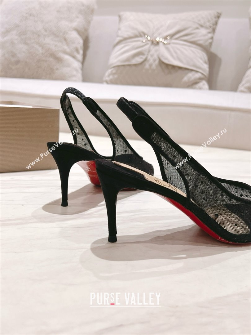 Christian Louboutin Mesh Pump with Crystals 85MM CL031804 Black 2025 (MD-25031804)