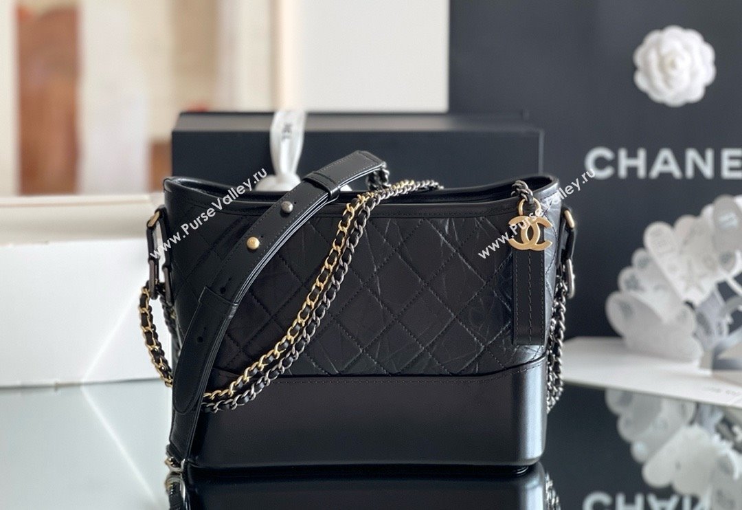 Chanel Aged Calfskin Medium Gabrielle Hobo Bag A93824 Black 2025 Top Quality (MHE-25031905)
