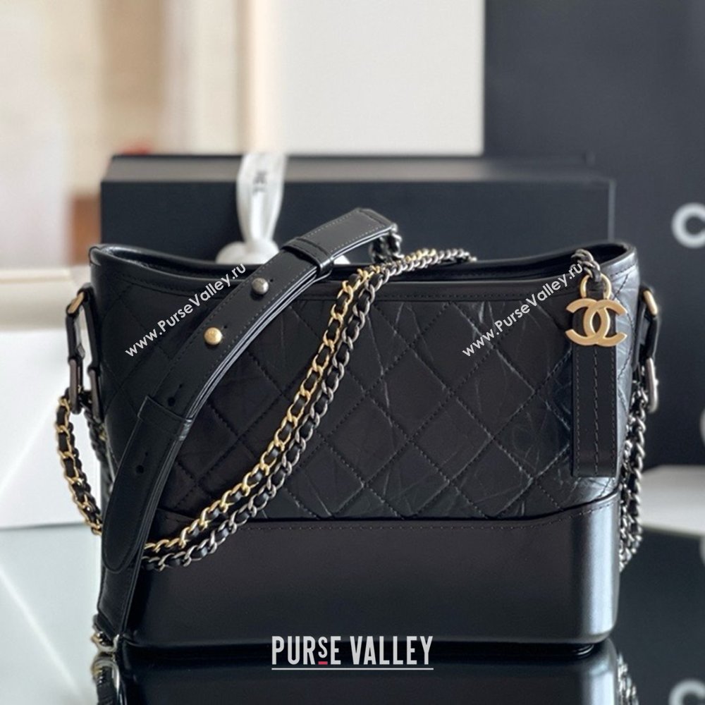 Chanel Aged Calfskin Medium Gabrielle Hobo Bag A93824 Black 2025 Top Quality (MHE-25031905)