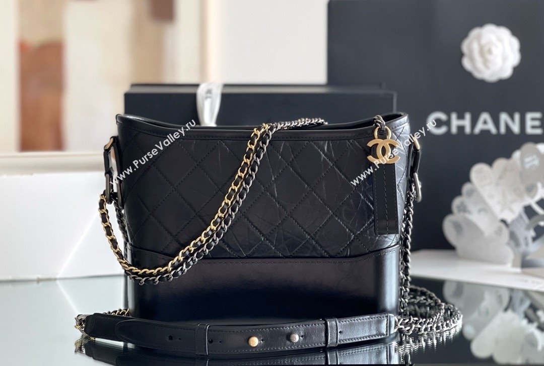 Chanel Aged Calfskin Medium Gabrielle Hobo Bag A93824 Black 2025 Top Quality (MHE-25031905)