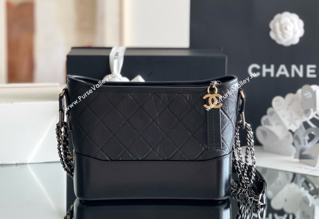 Chanel Aged Calfskin Medium Gabrielle Hobo Bag A93824 Black 2025 Top Quality (MHE-25031905)