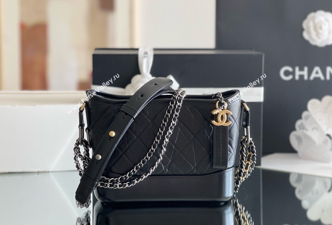 Chanel Aged Calfskin Small Gabrielle Hobo Bag A91810 Black 2025 Top Quality (MHE-25031906)