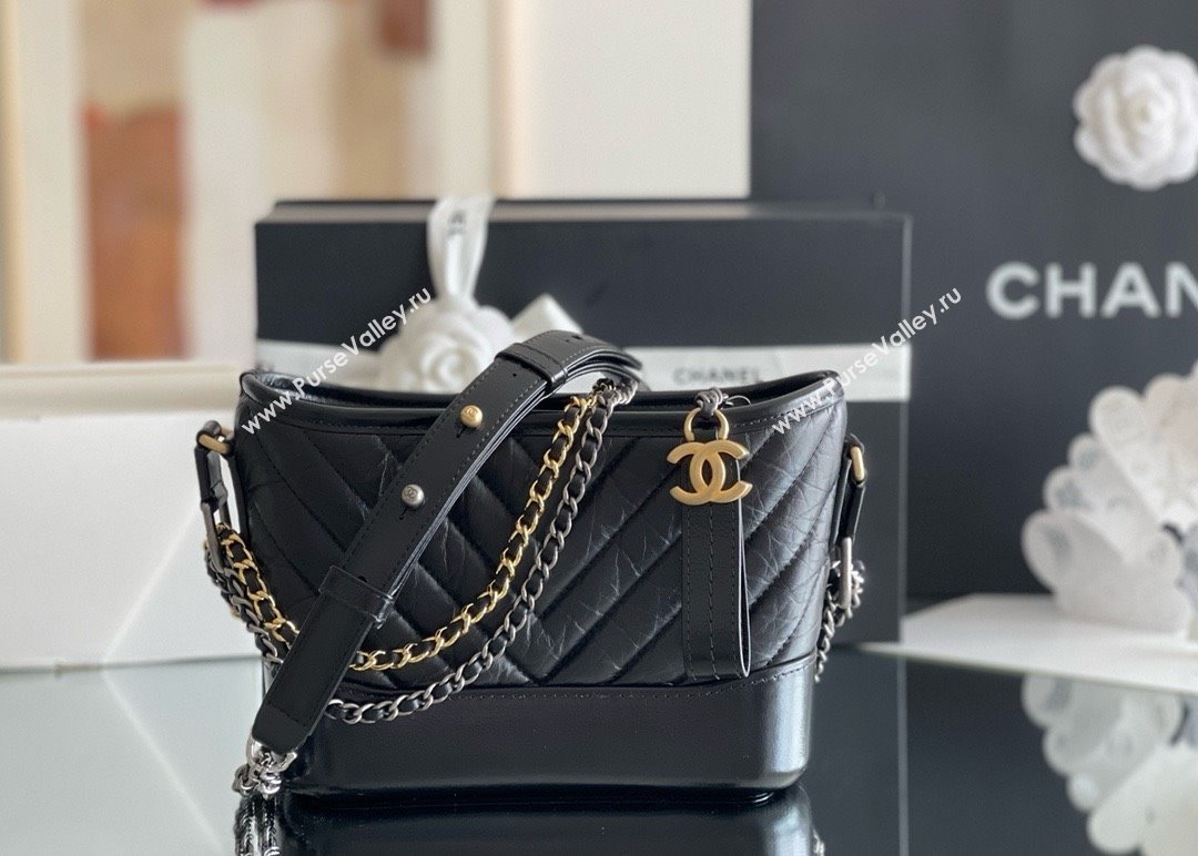 Chanel Chevron Calfskin Small Gabrielle Hobo Bag A91810 Black 2025 Top Quality (MHE-25031907)