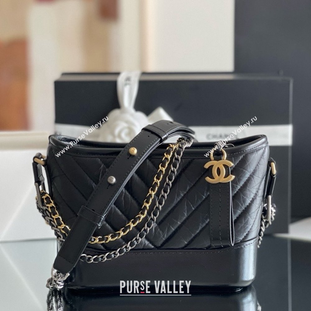 Chanel Chevron Calfskin Small Gabrielle Hobo Bag A91810 Black 2025 Top Quality (MHE-25031907)