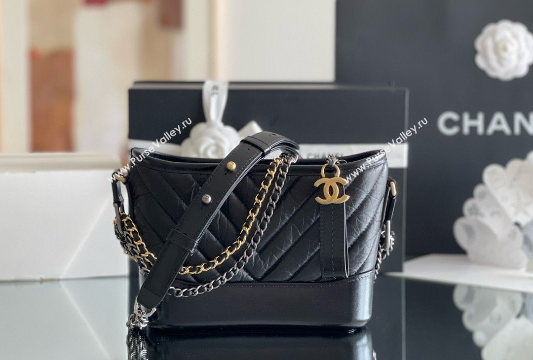 Chanel Chevron Calfskin Small Gabrielle Hobo Bag A91810 Black 2025 Top Quality (MHE-25031907)