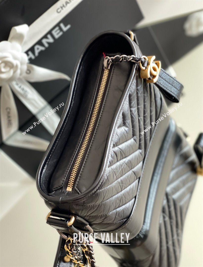 Chanel Chevron Calfskin Small Gabrielle Hobo Bag A91810 Black 2025 Top Quality (MHE-25031907)