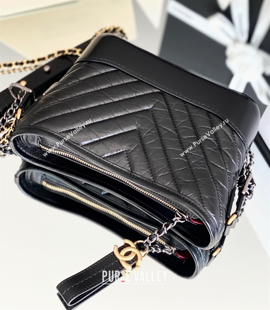 Chanel Chevron Calfskin Small Gabrielle Hobo Bag A91810 Black 2025 Top Quality (MHE-25031907)