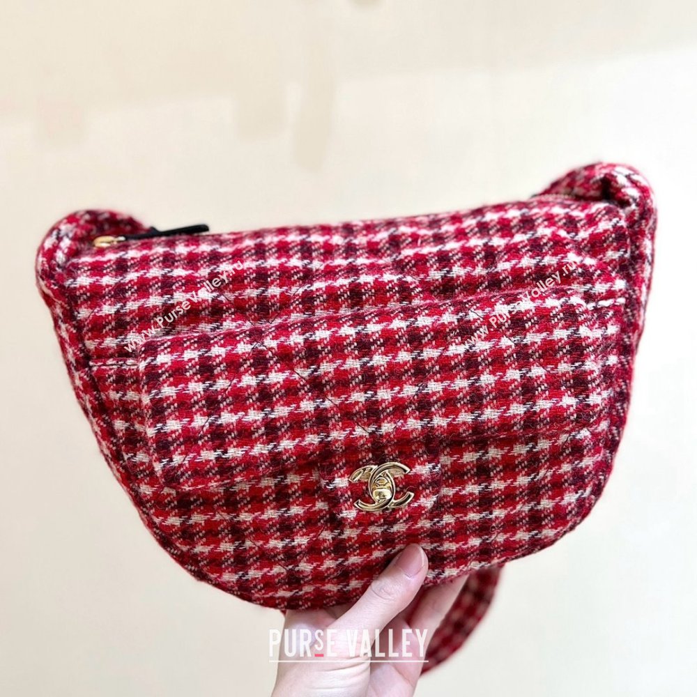 Chanel Tweed Large Hobo Bag Red AS5052 Red 2025 Top Quality (SHUNY-25031908)