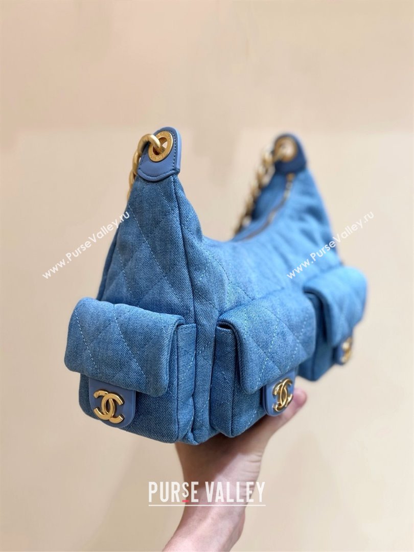 Chanel Washed Denim Maxi Hobo Bag AS5339 Light Blue 2025 Top Quality (SHUNY-25031912)