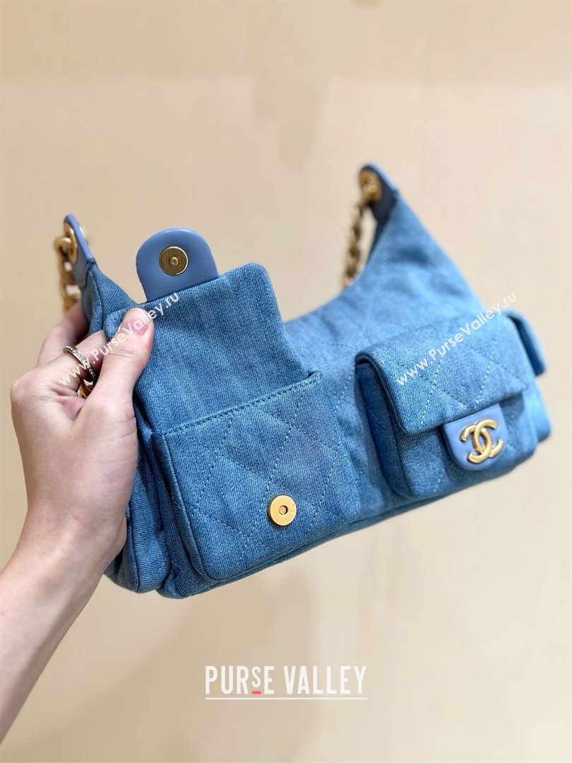 Chanel Washed Denim Maxi Hobo Bag AS5339 Light Blue 2025 Top Quality (SHUNY-25031912)