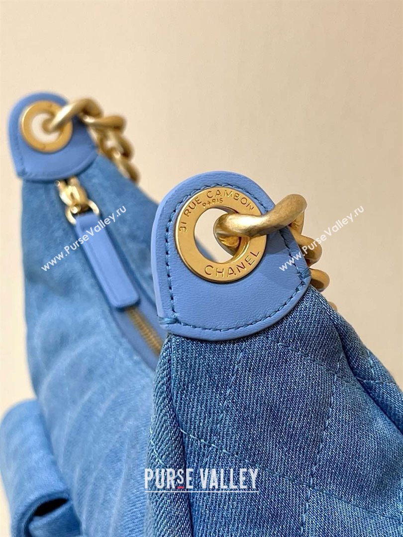Chanel Washed Denim Maxi Hobo Bag AS5339 Light Blue 2025 Top Quality (SHUNY-25031912)