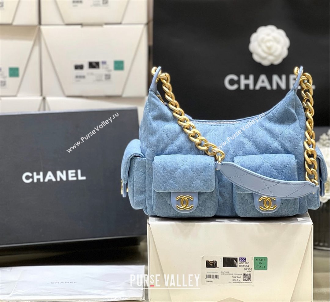 Chanel Washed Denim Maxi Hobo Bag AS5339 Light Blue 2025 Top Quality (SHUNY-25031912)